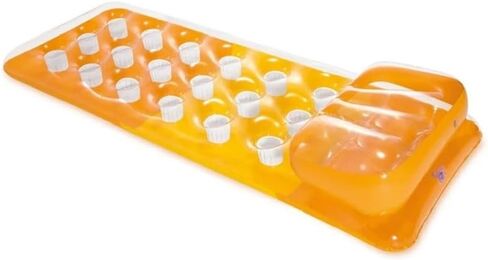 INTEX 59895EP 18-Pocket Suntanner Inflatable Pool Float Raft Lounger Swimming Mat, 74" X 28", 1 Pack, Colors May Vary in Kuwait