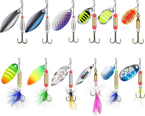 TRUSCEND Swim or Jig Fishing Spinner Baits for Freshwater and Saltwater, Rooster Tail Fishing Lures for Trout Bass Walleye Crappie Salmon Pike, Blade Bait with Copper Blade in Saudi Arabia