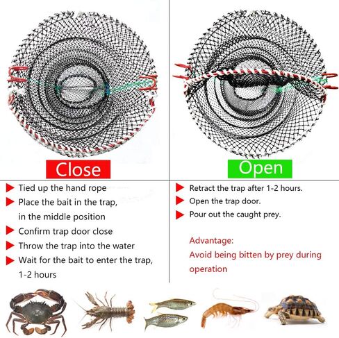 Crab Trap Bait Lobster Crawfish Shrimp Portable Folded Cast Net Magic Collapsible Fishing Traps Nets Accessories for Blue Crabs in Saudi Arabia