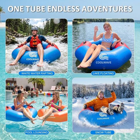 COOLWAVE Inflatable River Tube with Hand Pump, Heavy-Duty River Tubes for Floating, 43" Floating Tube with Mesh Seat for River, Lake, and Whitewater, Float Tube for Family and Friends, 300LBS Capacity in Kuwait