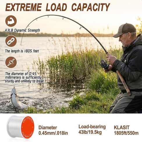 KLASIT Fishing Line 1805 FT-Supports 43 LB Strong Invisible Nylon String | Hanging Decorations,Balloon Arch,Jewelry Making,Beading,Bracelets And Crafts-Durable Monofilament Clear Fishing Wire in Saudi Arabia