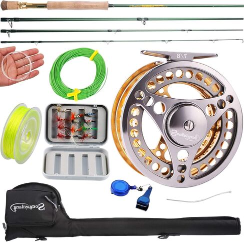 Sougayilang Fly Fishing Rod Reel Combos with Lightweight Portable Fly Rod and CNC-machined Aluminum Alloy Fly Reel,Fly Fishing Complete Starter Package in Saudi Arabia
