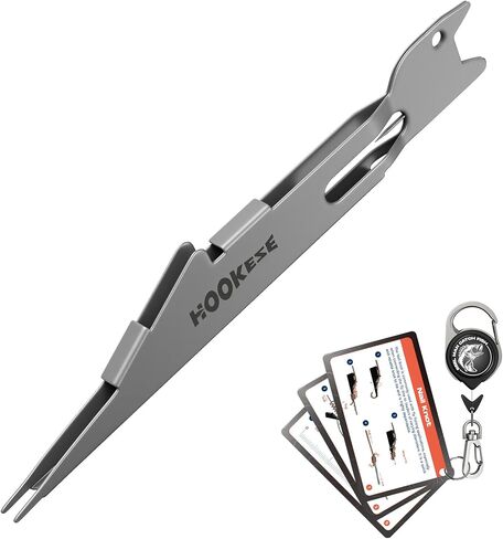 HOOK-EZE Fishing Nail Knot Tying Tool Combo|Includes Waterproof Pocket Guide, Nail Knot Tying Tool with Hook Cleaner, Zinger Retractor|Fly Fishing Accessories Fishing Gifts & Stocking Stuffers for Men in Saudi Arabia
