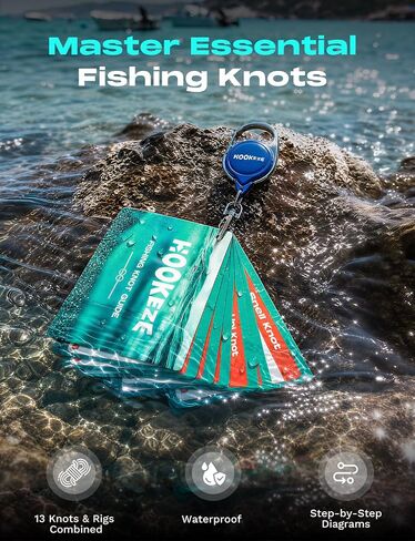 HOOK-EZE Complete Fishing Knot Tying Guide Kit|Includes Waterproof Guide to 13 Essential Knots, Knot Tying Tool, Practice Hook & Lines, Zinger Retractor|Fly Fishing Gifts & Stocking Stuffers for Men in Saudi Arabia