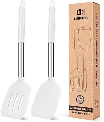 Pack of 2 Silicone Solid Turner, Non Stick Slotted Kitchen Spatulas, High Heat Resistant BPA Free Cooking Utensils, Ideal Cookware for Fish, Eggs, Pancakes(Gray) in Saudi Arabia