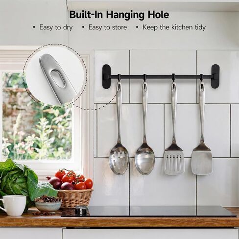 4PCS Stainless Steel Kitchen Cooking Utensils Spatula & Spoons Set | Solid & Slotted Turners, Serving & Slotted Spoons, Heat Resistant, For Flipping Fish, Eggs and Pancakes, Dishwasher Safe in Saudi Arabia