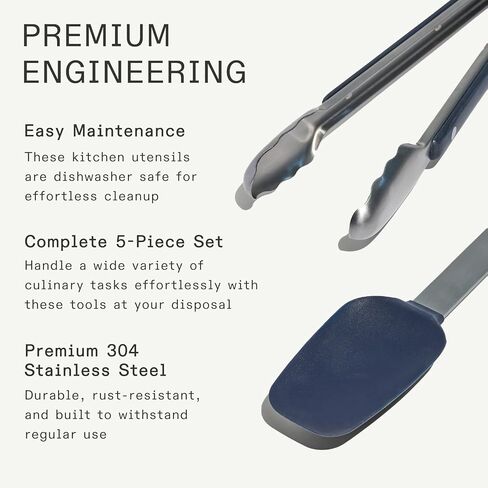 Made In Cookware - Stainless Steel Kitchen Utensil 5-Piece Set - Ladle, Tongs, Whisk, Spoonula, Fish Turner in Saudi Arabia