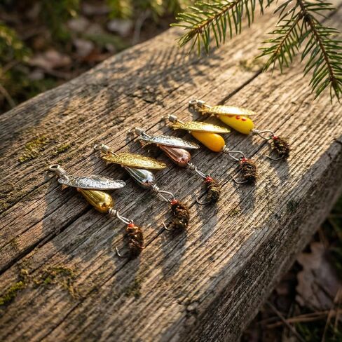 5Pcs Trout Spinners Barbless Fishing Lures with Single Hook Spinner Hooks for River Salmon Stream Fishing Durable Bass and Pike Lures for Freshwater Lake Angling in Saudi Arabia