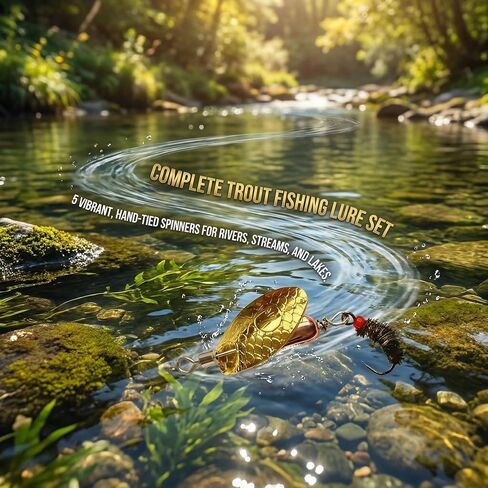 5Pcs Trout Spinners Barbless Fishing Lures with Single Hook Spinner Hooks for River Salmon Stream Fishing Durable Bass and Pike Lures for Freshwater Lake Angling in Saudi Arabia