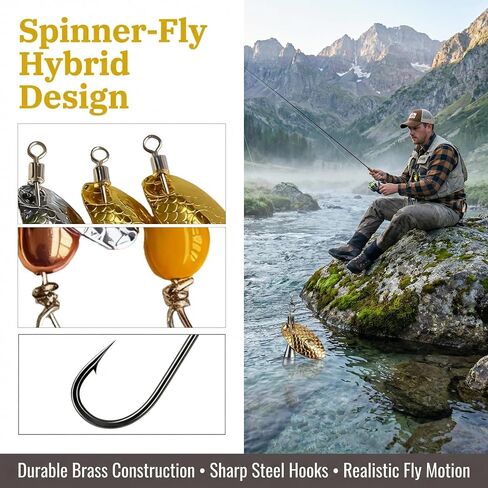 5Pcs Trout Spinners Barbless Fishing Lures with Single Hook Spinner Hooks for River Salmon Stream Fishing Durable Bass and Pike Lures for Freshwater Lake Angling in Saudi Arabia