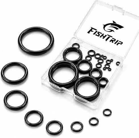 FishTrip Fishing Rod Repair Kit Ceramic Guide Rings for Rod Eyelets | 60/160Pcs Ceramic Rings, Smooth Fishing Rod Eyelets Replacement, DIY Guide Repair Kit for Small/Large Rods 12 Sizes in Kuwait
