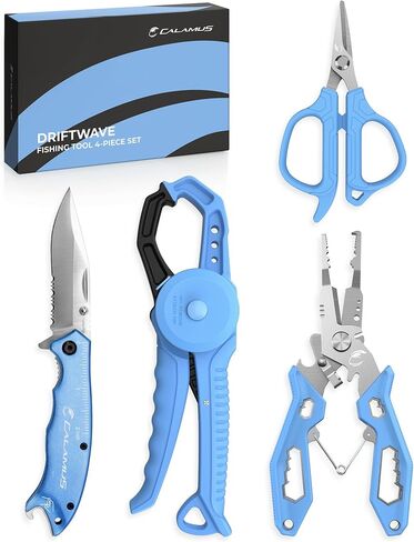 Calamus DriftWave Fishing Tool Kit, Fishing Gear, Fish Gift for Men | Multi-Function Tool Kit, Corrosion-Resistant Pliers, Fish Lip Gripper with Tape Measure, Digital Fish Scale in Saudi Arabia
