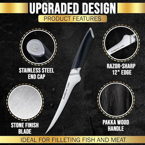 SliceElite SE Series 7-Inch Fillet Knife for Meat & Fish – Razor-Sharp VG10 Steel Blade, Precision Trimming & Boning Knife for Meat Cutting, Professional Fillet Knofe with Pakkawood Handle in Saudi Arabia
