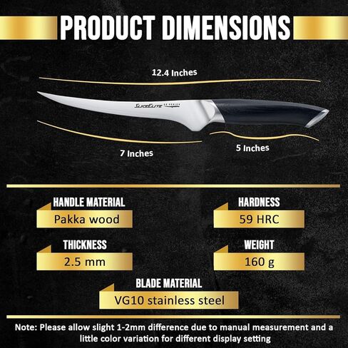 SliceElite SE Series 7-Inch Fillet Knife for Meat & Fish – Razor-Sharp VG10 Steel Blade, Precision Trimming & Boning Knife for Meat Cutting, Professional Fillet Knofe with Pakkawood Handle in Saudi Arabia
