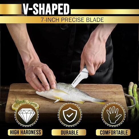 SliceElite SE Series 7-Inch Fillet Knife for Meat & Fish – Razor-Sharp VG10 Steel Blade, Precision Trimming & Boning Knife for Meat Cutting, Professional Fillet Knofe with Pakkawood Handle in Saudi Arabia