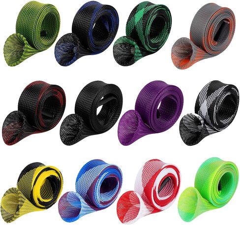 12Pcs Rod Sock Fishing Rod Sleeve, Cover Braided Mesh Rod Protector Pole Gloves Fishing Tools. Flat or Pointed End/Spinning or Casting. for Casting Sea Fishing Rod/Spinning in Saudi Arabia