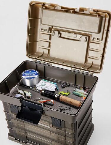 Plano Guide Series StowAway 4-By Rack System Tackle Box, Holds 4 3700 Utility Tackle Boxes, Quick-Access Top Storage with DuraView Lid, Durable Construction, Flexible, Adaptable Fishing Box in Kuwait