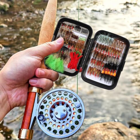 Fly Fishing Flies 125pcs Lures Bait Trout Bass Dry Nymphs Wooly Bugger Tenkara Assortment Kit for Trout Fish Gifts Men in Kuwait
