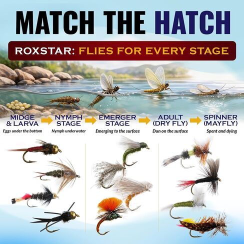 متجر RoxStar لصيد الأسماك، تشكيلة ممتازة من الذباب الجاف للمحفز، حزمة فتحة الطوارئ، حزمة فتحة الذبابة الحورية لسمك السلمون المرقط والباس in Kuwait