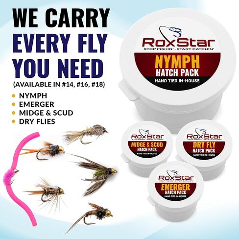 متجر RoxStar لصيد الأسماك، تشكيلة ممتازة من الذباب الجاف للمحفز، حزمة فتحة الطوارئ، حزمة فتحة الذبابة الحورية لسمك السلمون المرقط والباس in Kuwait