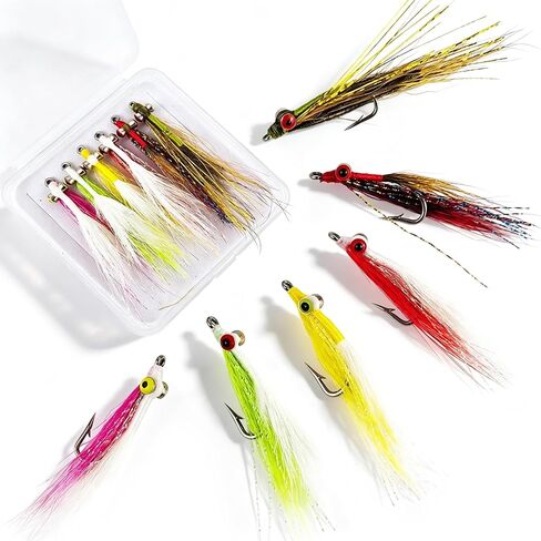 Clouser Minnow Fly Fishing Flies Streamer Fly Fishing Lures | Bucktail Teasers Fly Steamer Hook Lures for Bass Trout Salmon Striper Flounder Steelhead Saltwater Freshwater in Saudi Arabia
