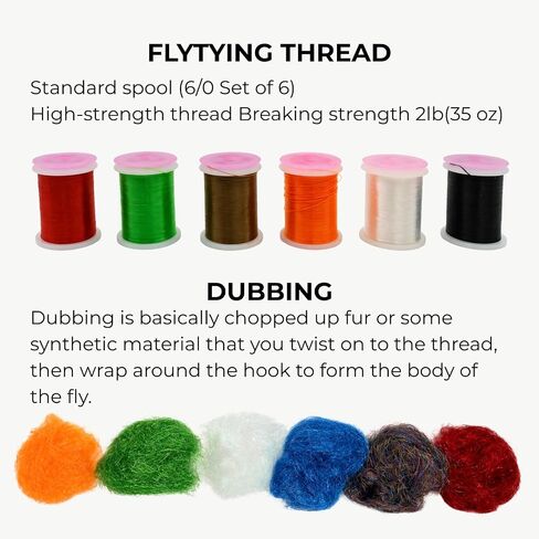 Fly Tying Kit – Complete Starter Set with Tools & Materials, Fly Fishing Gift Box for Building Flies & Jigs, Includes Bobbin, Hooks, Beads, Scissors, Whip Finisher, Carry Bag in Saudi Arabia