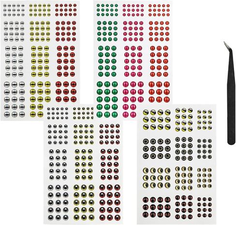 Drchoer Fish Eyes for Lures Making - Fishing Lure Eye 3mm 4mm 5mm 6mm 7mm 10mm Assortment for Fly Tying DIY Materials Tool in Kuwait
