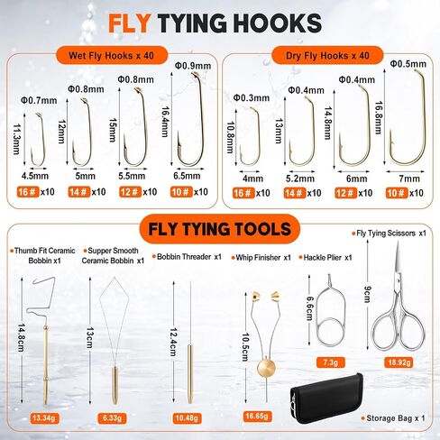 Thiccywoov Fly Tying Kit with Tools and Materials, 80 Hooks Fly Fishing Lure Making Set, 18 Colors Silicone Legs Chenille Feathers Dubbing Wire, All in One Starter Kit for Trout Bass Jig Streamer DIY in Kuwait