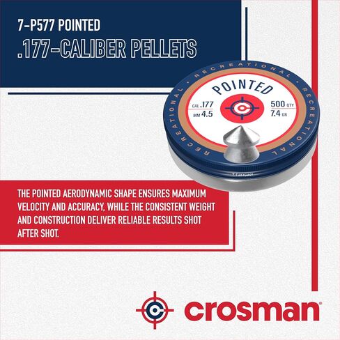 Crosman .177-Caliber Pointed Lead Pellets for Air Rifles and Air Pistols - 500 Count Tin - Lead in Saudi Arabia