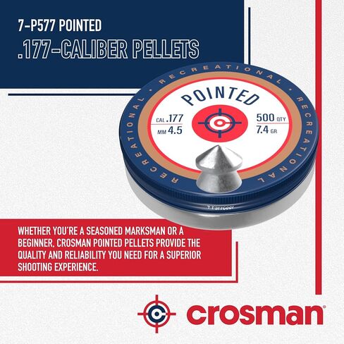 Crosman .177-Caliber Pointed Lead Pellets for Air Rifles and Air Pistols - 500 Count Tin - Lead in Saudi Arabia