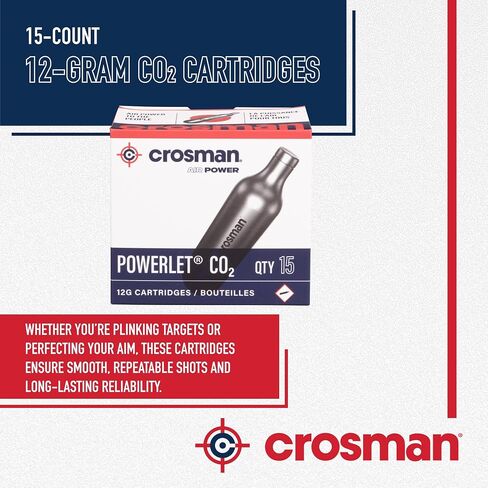 Crosman Powerlet CO2 Cartridges for Air Rifles, Air Pistols & Paintball - Snug Fit, Leak-Free Seal, Durable Metal Construction - Made in USA, Multi-Pack Options. in Saudi Arabia
