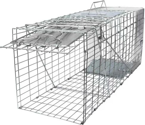SZHLUX 32" Live Animal Cage Trap, Heavy Duty Folding Raccoon Traps, Humane Cat Trap for Stray Cats, Raccoons, Squirrel, Skunk, Mole, Groundhog, Armadillo, Rabbit, Catch and Release in Kuwait