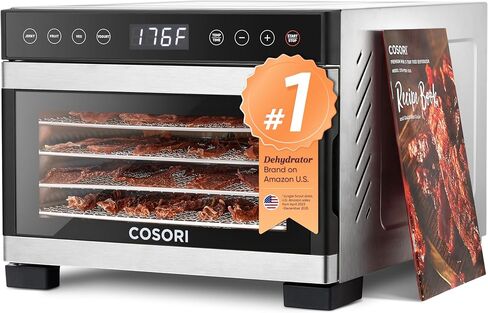 Cosori Food Dehydrator, Bigger Than 7 Trays with Large 6.5 ft² Drying Space | 95-165°F Precision Control, 600W Faster Drying, Horizontal Airflow, Quiet Operation under 48 dB, 48H Timer, Stainless Steel in Kuwait