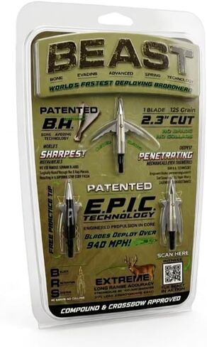 Bowmar Archery Beast Broadheads, World's Fastest Deploying Broadhead, Patented Technology, Sharpest Penetrating Mechanicals, Plus Practice Tip in Saudi Arabia
