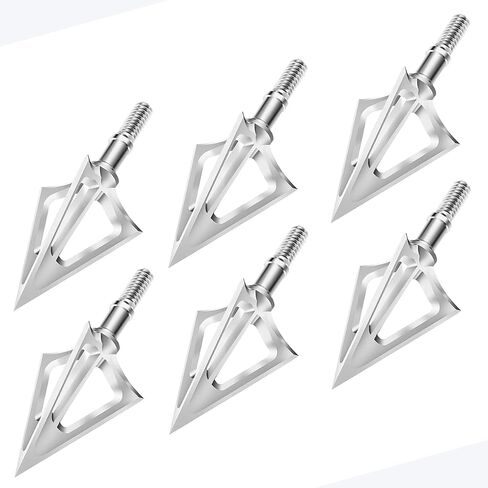 6 Pack Hunting Broadhead 100 Grain 420 Stainless Steel Fixed Blade Broadhead Arrow Tips Archery Arrowhead for Crossbow and Compound Bow in Saudi Arabia