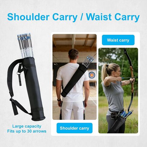 Arrow Quiver, Archery Arrow Holder & Back Hip Quivers for Arrows | Adjustable Archery Equipment for Recurve & Compound Bow Target Practice and Hunting Accessories, Elegant Black in Saudi Arabia