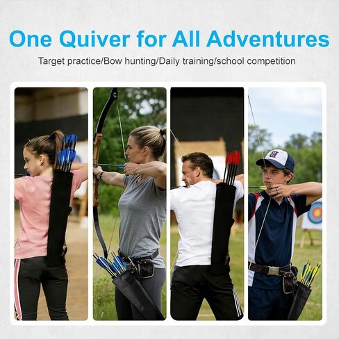 Arrow Quiver, Archery Arrow Holder & Back Hip Quivers for Arrows | Adjustable Archery Equipment for Recurve & Compound Bow Target Practice and Hunting Accessories, Elegant Black in Saudi Arabia