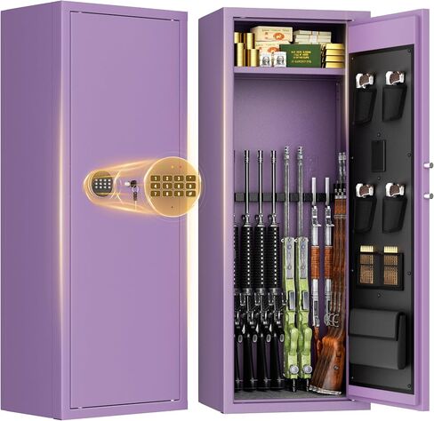 12-15 Gun Safe, Large Gun Safe for Rifles and Pistols, Quick Access Rifle Safe with 3 Removable Gun Racks and 4 Pistol Pockets, Digital Gun Cabinet with Dual Alarm and Sleep Mode in Kuwait
