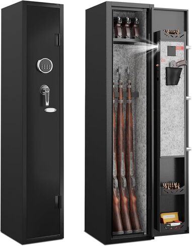 KAER 2-3 Gun Safe for Rifles and Pistols,Assembled Rifle Safe for Home | Long Gun Cabinet for Shotguns,Quick Access,Digital Lock,Removable Rifle Rack,Adjustable Shelves,Sensor Light,Alarm System in Saudi Arabia
