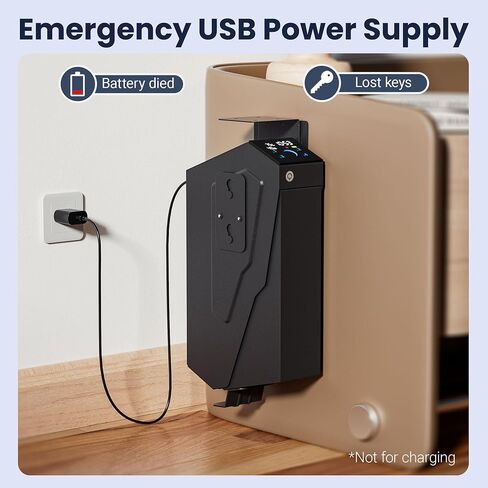 Quick Access Biometric Bedside Gun Safe for handgun | 2 in 1 Mounted Drop Down Nightstand Pistol Safe with Fingerprint & Passcode & Key 3 Ways, Birthday Gifts for Men in Saudi Arabia