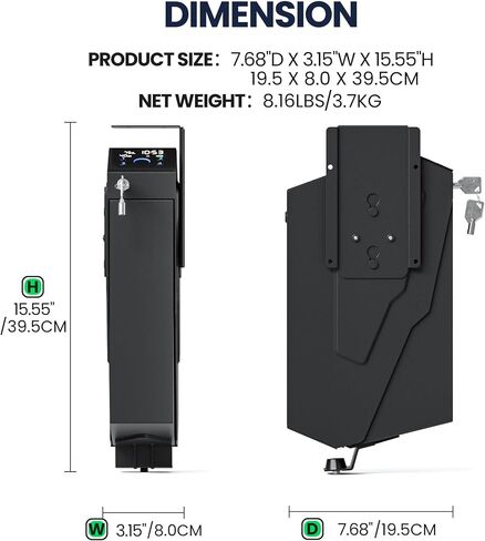 Quick Access Biometric Bedside Gun Safe for handgun | 2 in 1 Mounted Drop Down Nightstand Pistol Safe with Fingerprint & Passcode & Key 3 Ways, Birthday Gifts for Men in Saudi Arabia