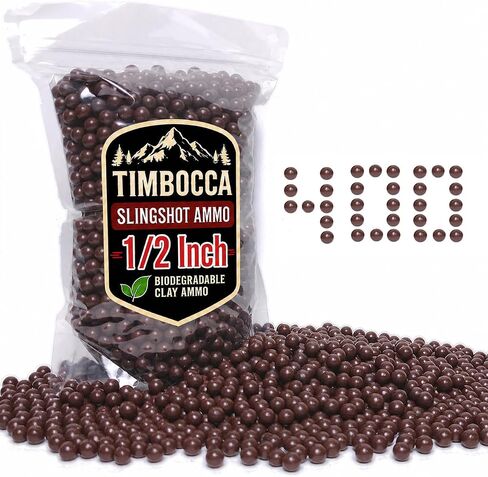 1/2 Inch Slingshot Ammo, Extra Large Magnetic Biodegradable Clay Sling Shot Ammo Ball 0.50" Caliber (12mm - 13mm) for Hunting and Target Practice (Brown) in Saudi Arabia