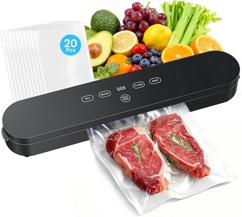 Vacuum Sealer for Food 75kPa, 4-in-1 Food Sealer Machine Digital Timer | 75kPa Vacuum Sealer with Digital Timer, 4-in-1 Food Sealer Machine with Seal/Dry/Moist/Pulse Modes, Compact for Food Storage in Saudi Arabia