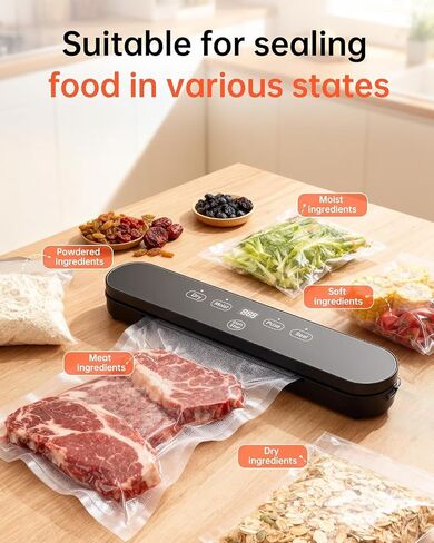 Vacuum Sealer for Food 75kPa, 4-in-1 Food Sealer Machine Digital Timer | 75kPa Vacuum Sealer with Digital Timer, 4-in-1 Food Sealer Machine with Seal/Dry/Moist/Pulse Modes, Compact for Food Storage in Saudi Arabia