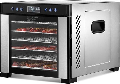 Magic Mill Pro Food Dehydrator Machine | Powerful 600W Rear Fan Even-Drying System | 7 Full-Size Stainless Steel Trays | 95°-176° Temperature Control, 48H Timer, Keep Warm + Auto Shutoff | ETL Listed in Saudi Arabia