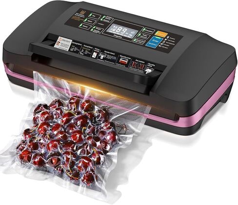 95KPa Powerful Commercial Vacuum Sealer Machine, 2X Strength Double Seal | 10-in-1 Dry/Moist Vacuum Sealer for Food, Built-in Cutter & Bags Storage, Easy-Lock Handle, Includes 1 Roll & 10 Bags, Black in Saudi Arabia