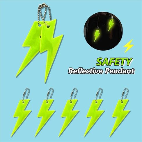 Trail Markers 120PCS Lightning Shape Night Reflective Keychain Fluorescent Green Novelty Hanging Pendant for Backpack Decoration in Kuwait