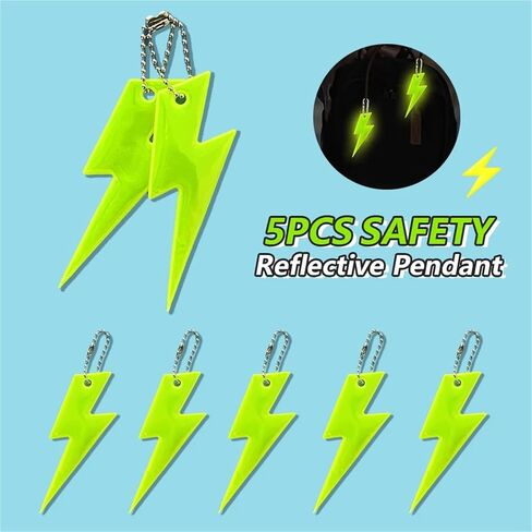 Trail Markers 120PCS Lightning Shape Night Reflective Keychain Fluorescent Green Novelty Hanging Pendant for Backpack Decoration in Kuwait
