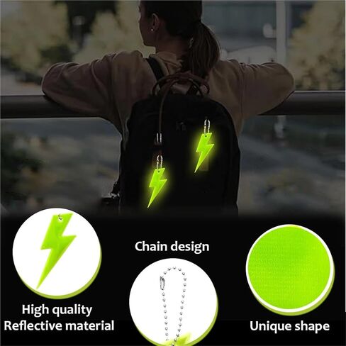 Trail Markers 120PCS Lightning Shape Night Reflective Keychain Fluorescent Green Novelty Hanging Pendant for Backpack Decoration in Kuwait