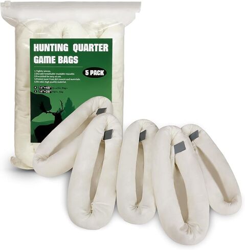 Game Bags Elk Hunting Meat Bags, 48inch/60inch 5-Pack Rolled Heavy Duty Quarter Bags, Reusable & Breathable Meat Game Bags with Reflective Strip for Elk, Caribou, Deer, Moose, Antelope, Duck in Saudi Arabia